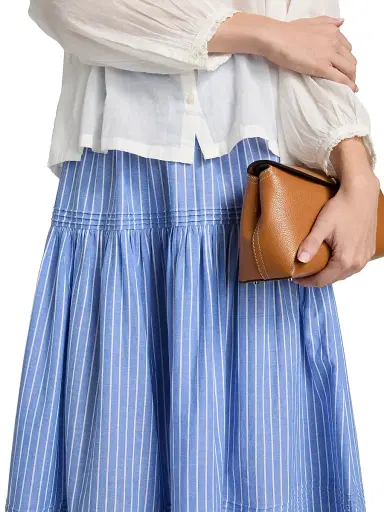 DÔEN Women's Sebastiane Tiered Striped Cotton Midi-Skirt | Thumbnail 6 DÔEN Women's Sebastiane Tiered Striped Cotton Midi-Skirt | Thumbnail 6