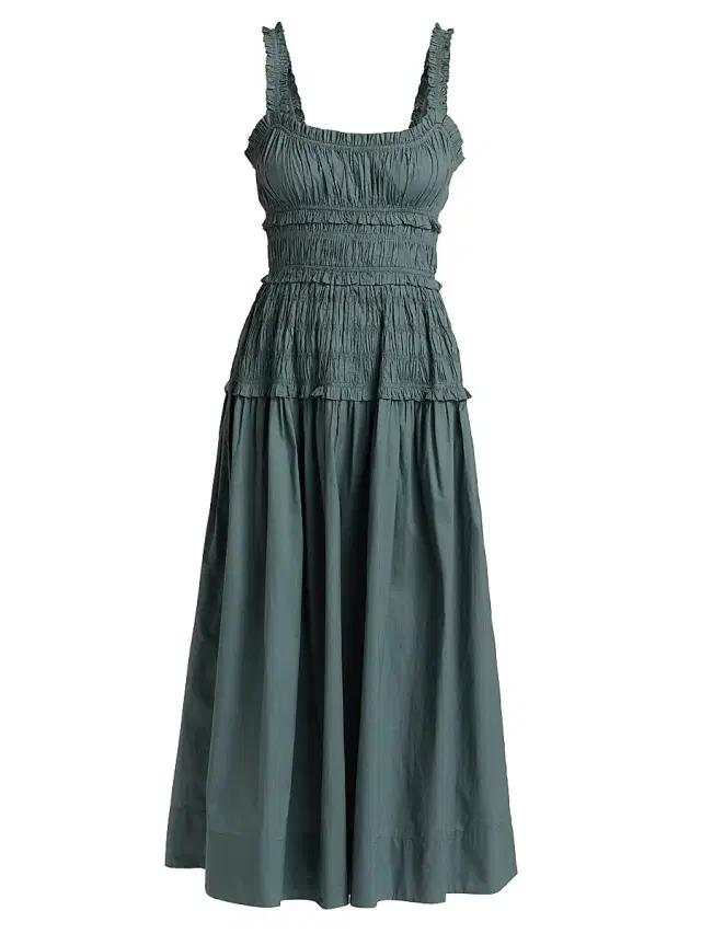 DÔEN Women's Marianne Smocked Midi-Dress - Lagoon