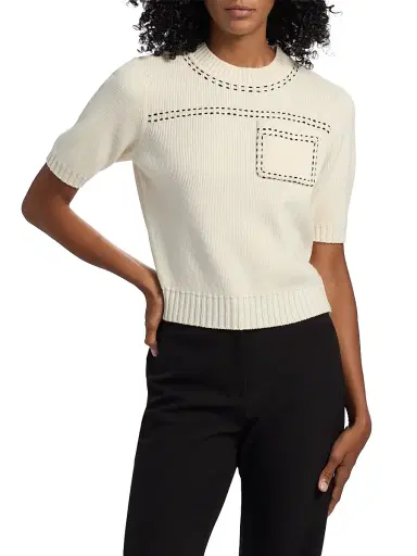 Toccin Women's Kelly Wool-Cashmere Short-Sleeve Sweater - Jet | Thumbnail 3 Toccin Women's Kelly Wool-Cashmere Short-Sleeve Sweater - Jet | Thumbnail 3