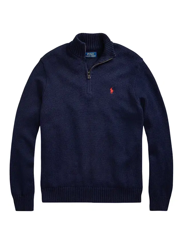 Men's Knit Cotton Quarter-Zip Pullover - Hunter Navy