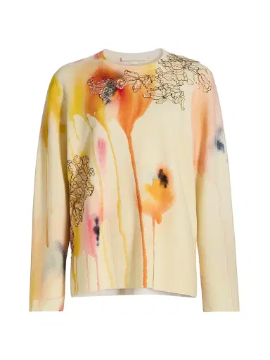 Jason Wu Collection Women's Watercolor Floral Wool Sweater | Thumbnail 1 Jason Wu Collection Women's Watercolor Floral Wool Sweater | Thumbnail 1