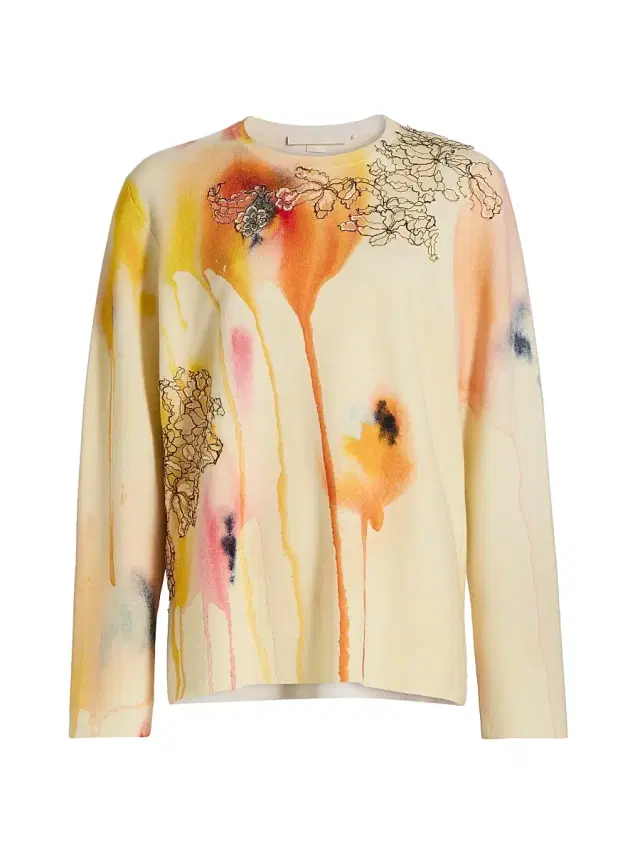 Jason Wu Collection Women's Watercolor Floral Wool Sweater - Limoncello Multi