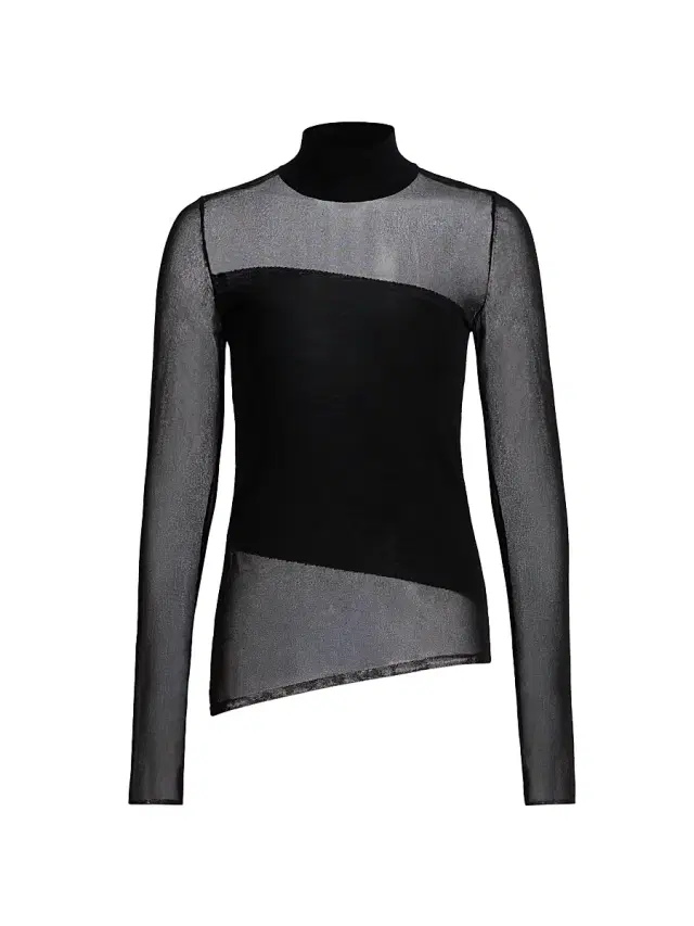 Jason Wu Collection Women's Sheer Merino Wool Asymmetric Top - Black Black