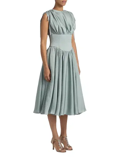 Amsale Women's Gathered Sleeveless Cocktail Dress - Jade - Size 16 | Thumbnail 4 Amsale Women's Gathered Sleeveless Cocktail Dress - Jade - Size 16 | Thumbnail 4