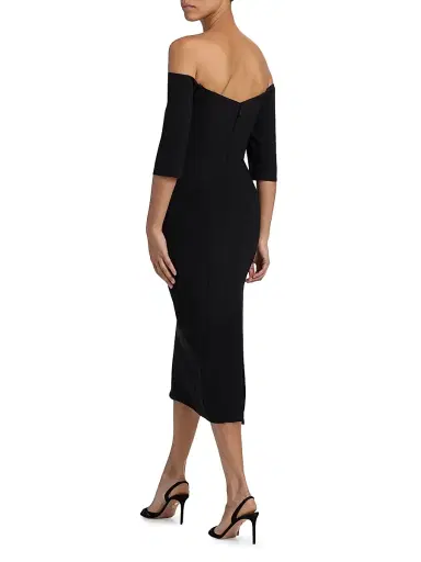 Amsale Women's Off-The-Shoulder Body-Con Midi-Dress - Black - Size 12 | Thumbnail 5 Amsale Women's Off-The-Shoulder Body-Con Midi-Dress - Black - Size 12 | Thumbnail 5