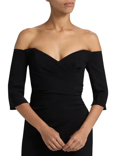 Amsale Women's Off-The-Shoulder Body-Con Midi-Dress - Black - Size 12 | Thumbnail 6 Amsale Women's Off-The-Shoulder Body-Con Midi-Dress - Black - Size 12 | Thumbnail 6