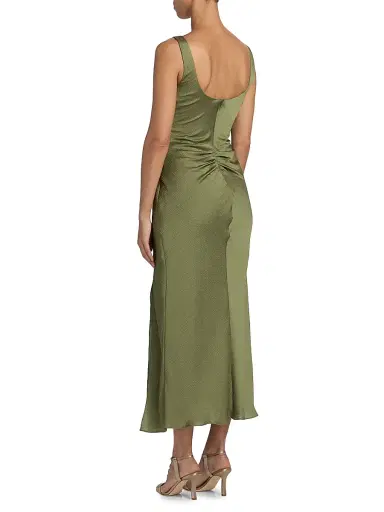 Amsale Women's Gathered Satin Cocktail Dress - Moss - Size 14 | Thumbnail 5 Amsale Women's Gathered Satin Cocktail Dress - Moss - Size 14 | Thumbnail 5