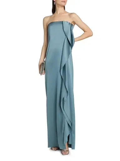 Amsale Women's Satin Draped Strapless Gown - Twilight - Size 14 | Thumbnail 2 Amsale Women's Satin Draped Strapless Gown - Twilight - Size 14 | Thumbnail 2