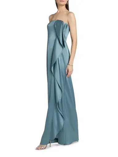 Amsale Women's Satin Draped Strapless Gown | Thumbnail 4 Amsale Women's Satin Draped Strapless Gown | Thumbnail 4