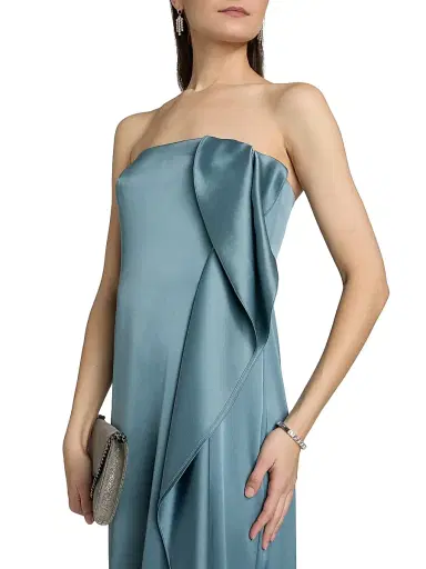 Amsale Women's Satin Draped Strapless Gown | Thumbnail 6 Amsale Women's Satin Draped Strapless Gown | Thumbnail 6