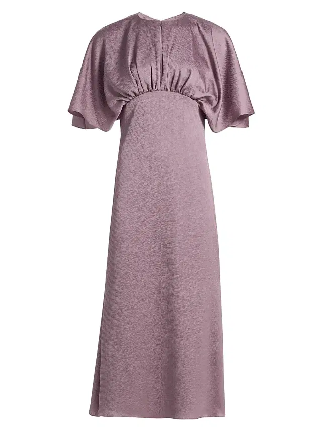 Amsale Women's Satin Flutter-Sleeve Midi-Dress - Iris