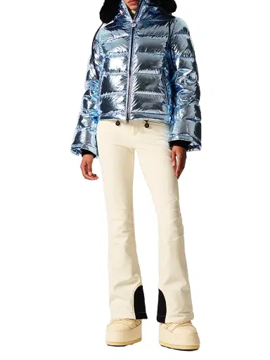 Perfect Moment Women's Polar Flare Houndstooth Ski Jacket - Light Blue Foil | Thumbnail 2 Perfect Moment Women's Polar Flare Houndstooth Ski Jacket - Light Blue Foil | Thumbnail 2
