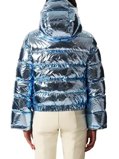 Perfect Moment Women's Polar Flare Houndstooth Ski Jacket - Light Blue Foil | Thumbnail 3 Perfect Moment Women's Polar Flare Houndstooth Ski Jacket - Light Blue Foil | Thumbnail 3