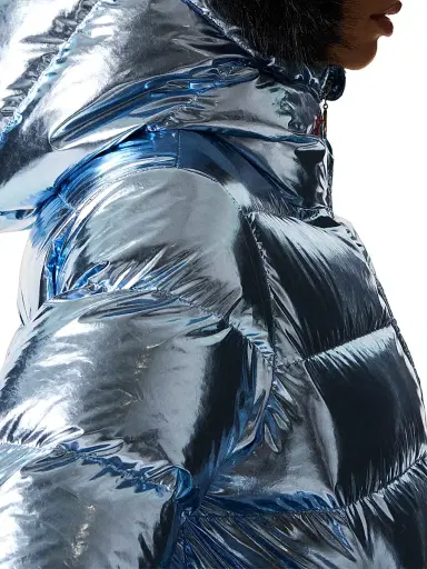 Perfect Moment Women's Polar Flare Houndstooth Ski Jacket - Light Blue Foil | Thumbnail 4 Perfect Moment Women's Polar Flare Houndstooth Ski Jacket - Light Blue Foil | Thumbnail 4