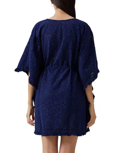 Melissa Odabash Women's Ivy Core Broderie Anglaise Drawstring Short Caftan | Thumbnail 4