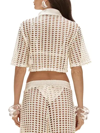 PatBo Women's Selene Open-Knit Crop Top - Off White - Size XS | Thumbnail 5 PatBo Women's Selene Open-Knit Crop Top - Off White - Size XS | Thumbnail 5