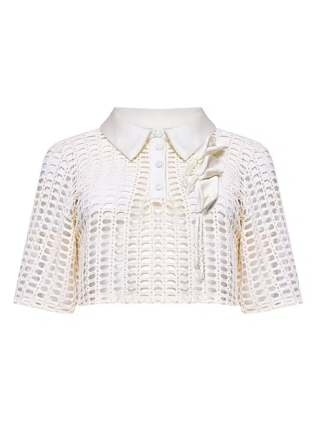 Women's Selene Open-Knit Crop Top - Off White