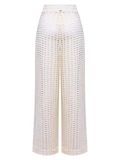 PatBo Women's Selene Open-Knit Drawstring Pants - Off White - Size XS | Thumbnail 3