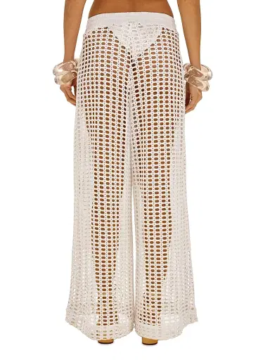 PatBo Women's Selene Open-Knit Drawstring Pants - Off White - Size XS | Thumbnail 5