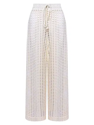 PatBo Women's Selene Open-Knit Drawstring Pants - Off White - Size XS | Thumbnail 1