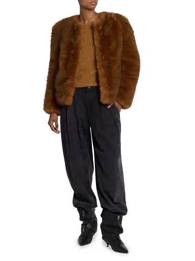 Isabel Marant Women's Bahria Faux-Fur Jacket - Ochre - Size 8 | Thumbnail 2