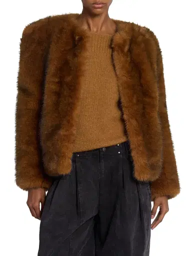Isabel Marant Women's Bahria Faux-Fur Jacket - Ochre - Size 8 | Thumbnail 3