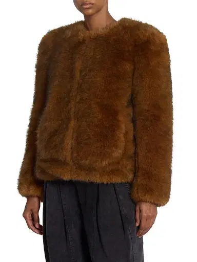 Isabel Marant Women's Bahria Faux-Fur Jacket - Ochre - Size 8 | Thumbnail 4
