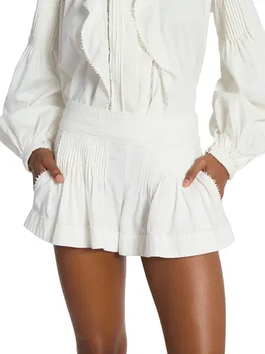 Isabel Marant Women's Cybila Lace-Trim Pleated Cotton Skort - White | Thumbnail 6 Isabel Marant Women's Cybila Lace-Trim Pleated Cotton Skort - White | Thumbnail 6