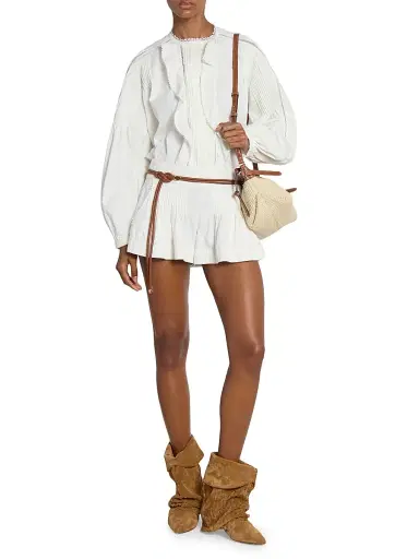 Isabel Marant Women's Cubraly Lace-Trim Ruffled Cotton Top - White | Thumbnail 2 Isabel Marant Women's Cubraly Lace-Trim Ruffled Cotton Top - White | Thumbnail 2