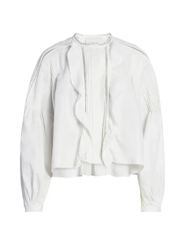 Women's Cubraly Lace-Trim Ruffled Cotton Top - White