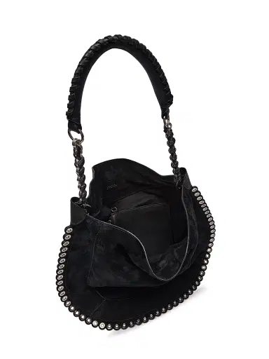 Isabel Marant Women's Oskan Eyelet-Trim Suede Hobo Bag - Black Silver | Thumbnail 3
