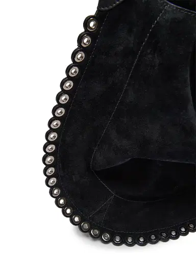 Isabel Marant Women's Oskan Eyelet-Trim Suede Hobo Bag - Black Silver | Thumbnail 6