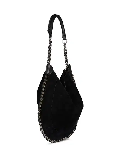 Isabel Marant Women's Oskan Eyelet-Trim Suede Hobo Bag - Black Silver | Thumbnail 7