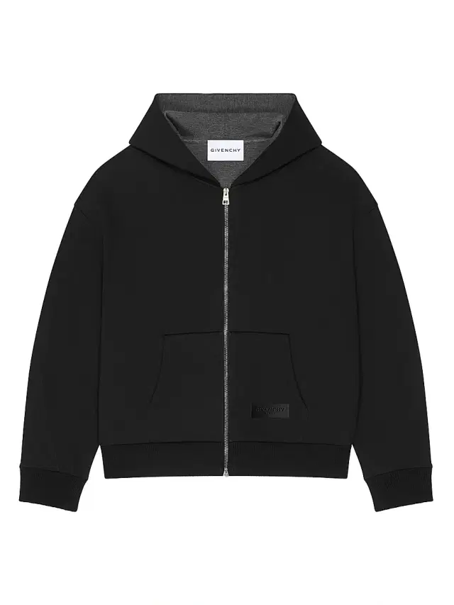 Men's Couture Seam Zipped Hoodie in Scuba - Black Dark Grey