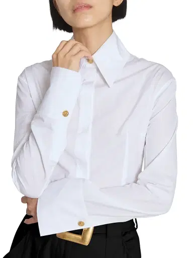 Balmain Women's Fitted Cotton Poplin Shirt - Blanc Optique | Thumbnail 6 Balmain Women's Fitted Cotton Poplin Shirt - Blanc Optique | Thumbnail 6