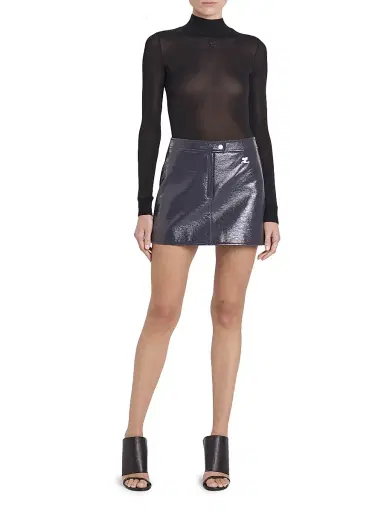 Courrèges Women's Reedition 2nd Skin Sheer Turtleneck Top - Black | Thumbnail 2
