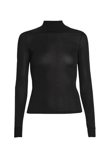 Courrèges Women's Reedition 2nd Skin Sheer Turtleneck Top - Black | Thumbnail 1
