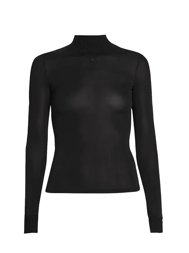 Women's Reedition 2nd Skin Sheer Turtleneck Top - Black