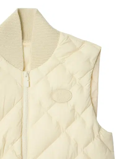 Burberry Women's Check-Stitch Down Vest - Ceramic White | Thumbnail 2
