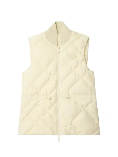 Burberry Women's Check-Stitch Down Vest - Ceramic White | Thumbnail 1