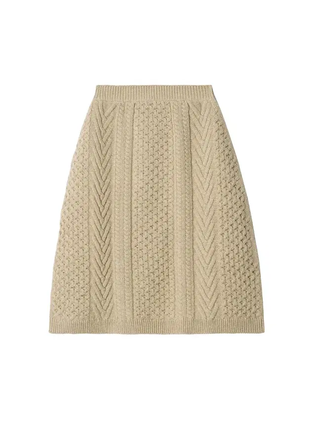 Burberry Women's Eileen Wool-Cashmere Knee-Length Skirt - Beige Melange