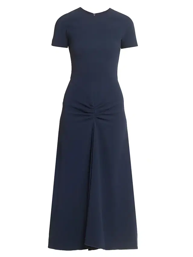 Victoria Beckham Women's Gathered Stretch Midi-Dress - Navy