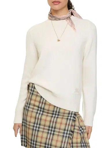 Burberry Women's Constance Logo Stretch-Cashmere Sweater - Ceramic White | Thumbnail 2 Burberry Women's Constance Logo Stretch-Cashmere Sweater - Ceramic White | Thumbnail 2