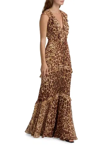 Saloni Women's Rita Leopard Print Maxi Dress - Cheetah Plmt | Thumbnail 2 Saloni Women's Rita Leopard Print Maxi Dress - Cheetah Plmt | Thumbnail 2