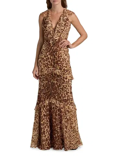 Saloni Women's Rita Leopard Print Maxi Dress - Cheetah Plmt | Thumbnail 3 Saloni Women's Rita Leopard Print Maxi Dress - Cheetah Plmt | Thumbnail 3