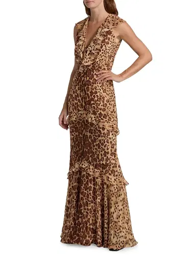 Saloni Women's Rita Leopard Print Maxi Dress - Cheetah Plmt | Thumbnail 4 Saloni Women's Rita Leopard Print Maxi Dress - Cheetah Plmt | Thumbnail 4