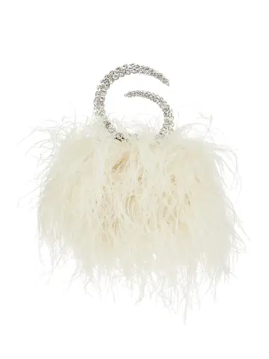 L'Alingi Women's Karma Embellished-Handle Feather Pouch - White | Thumbnail 1 L'Alingi Women's Karma Embellished-Handle Feather Pouch - White | Thumbnail 1