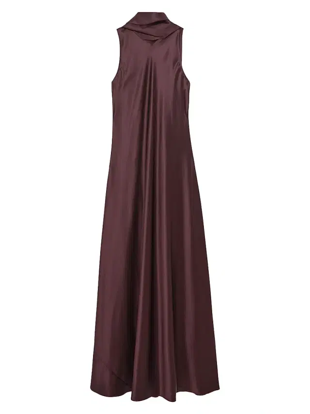 Reiss Women's Fae Satin Capeback Dress - Burgundy