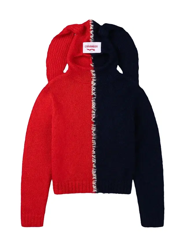 Charles Jeffrey Loverboy Men's Rabbit Balaclava Wool-Blend Sweater - Red Navy