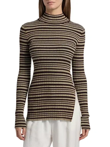 Nanushka Women's Grow Arella Striped Wool-Blend Turtleneck Sweater | Thumbnail 3